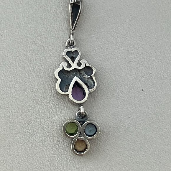 Multi-Gem 925 Sterling Silver Dangle Pendant - Picture 5 of 5